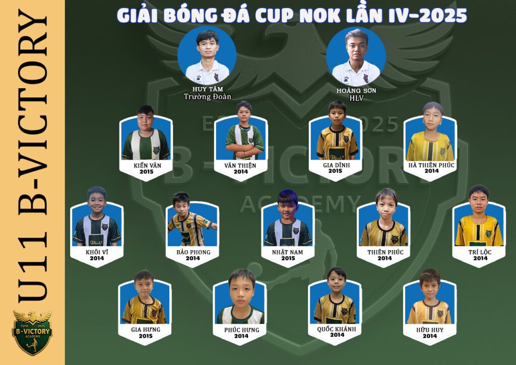 đội U11 B-Victory Academy sẽ chính thức ra quân tại Giải bóng đá sân NOK lần IV – 2025, sẵn sàng bước vào hành trình thi đấu với tinh thần quyết tâm và sự tự tin cao nhất.